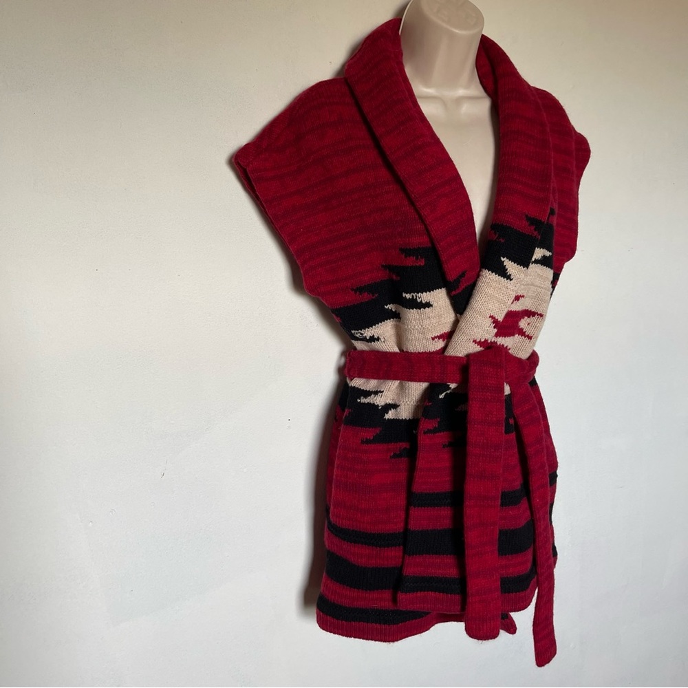Ralph Lauren Red and Black Cardigan with matching belt
